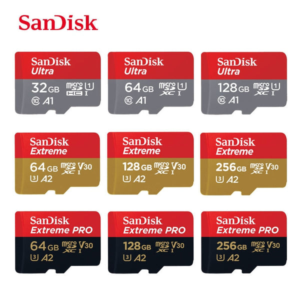 SanDisk Ultra Micro SD Card 16GB 32GB MicroSDHC Memory Card 64GB 128GB 256GB MicroSDXC EXTREME/Extreme PRO V30 U3 4K UHD TF Card