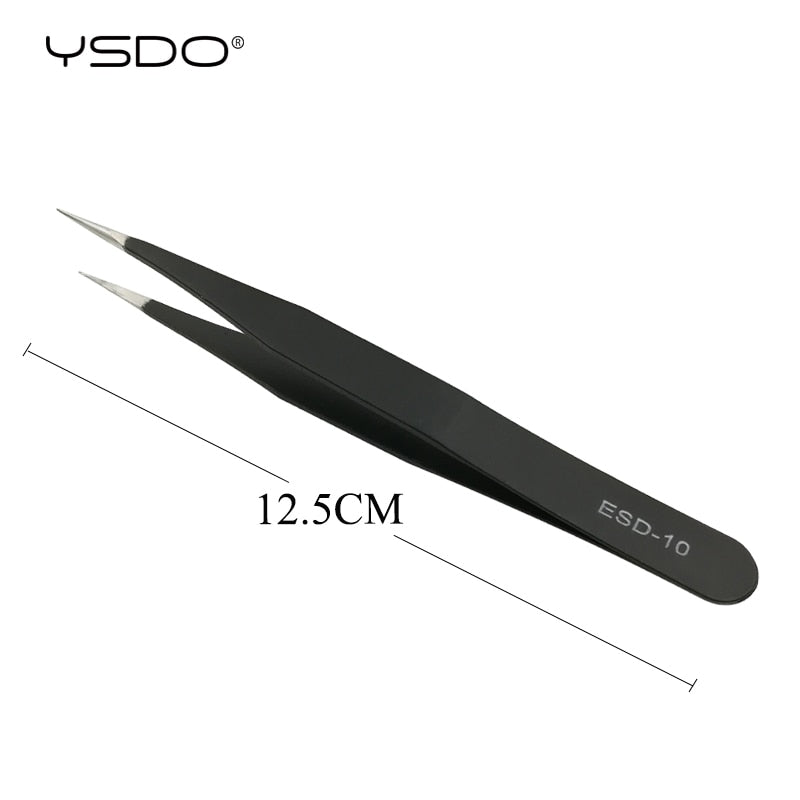 YSDO 1 pcs Eyelash Tweezers Stainless Steel Anti-static Eyelash Extension for Professional Tweezers Tools Makeup Lashes Tools