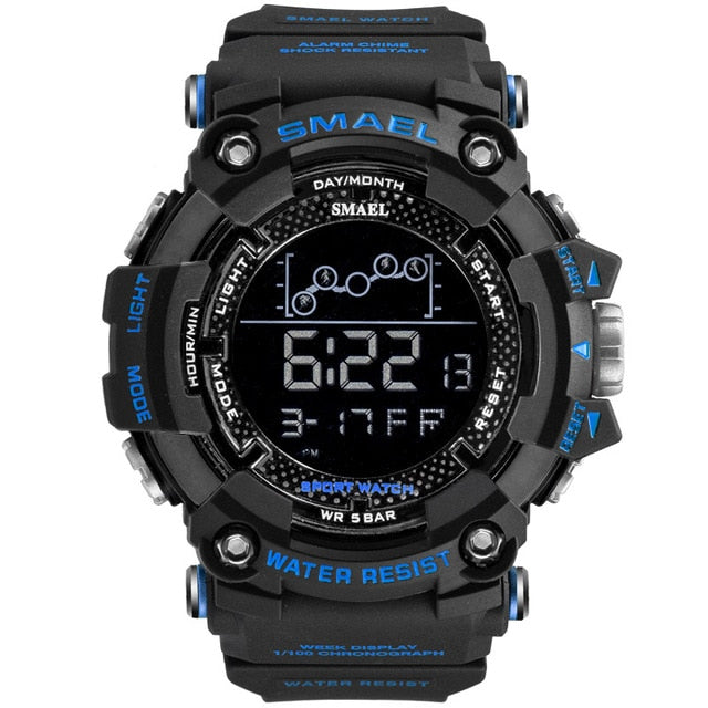 SMAEL Mens Watch Military Waterproof Sport WristWatch Digital Stopwatches For Men 1802 Military Electronic Watches Male Clock