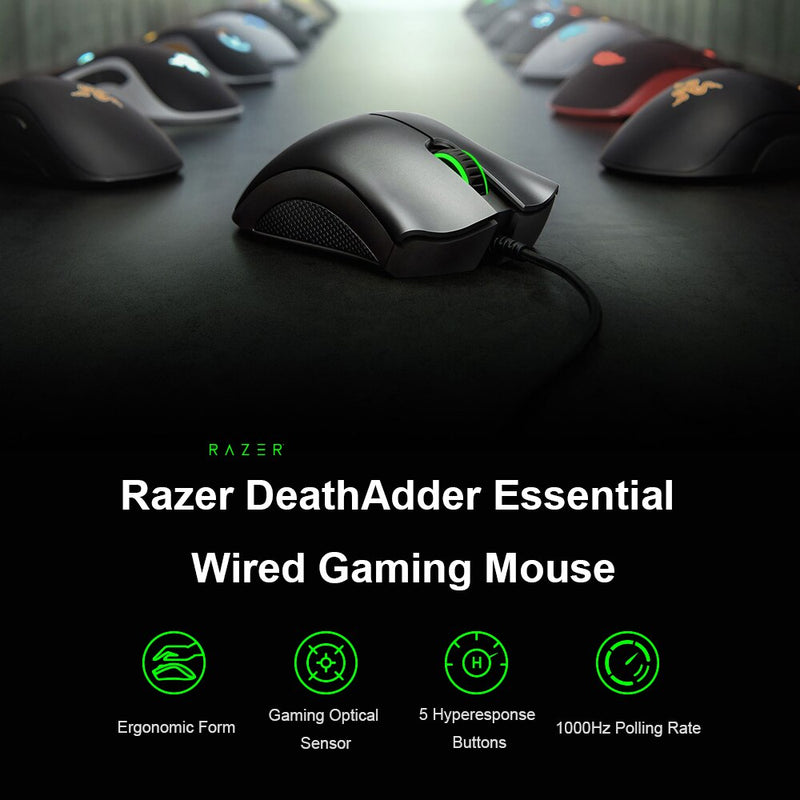 Razer DeathAdder Essential Wired Gaming Mouse 6400DPI Ergonomic Professional-Grade Optical Sensor Razer Mice For Computer Laptop