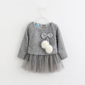 Hot 2017 Hairball Kids girl Dress baby Clothes Bow kids dresses knitting for girls Autumn Fashion Kids Girls Children