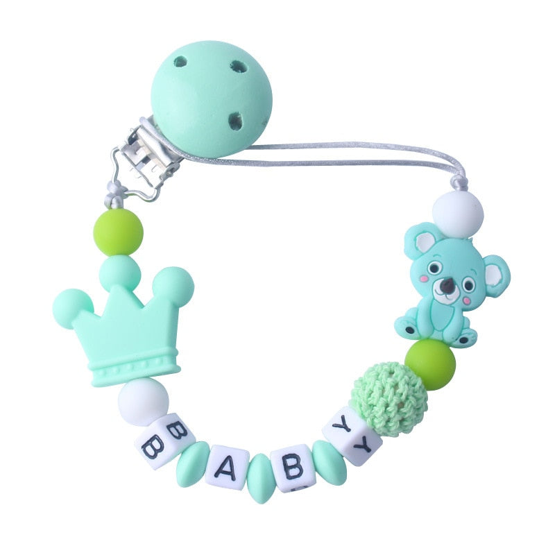 Personalized Name Baby Pacifier Clips Koala Pacifier Chain Holder for Baby Teething Soother Chew Toy Dummy Clips