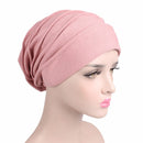 2021 New Elastic Fashion Turban Hat Solid Color Women Warm Winter Headscarf Bonnet Inner Hijabs Cap Muslim Hijab femme Wrap Head