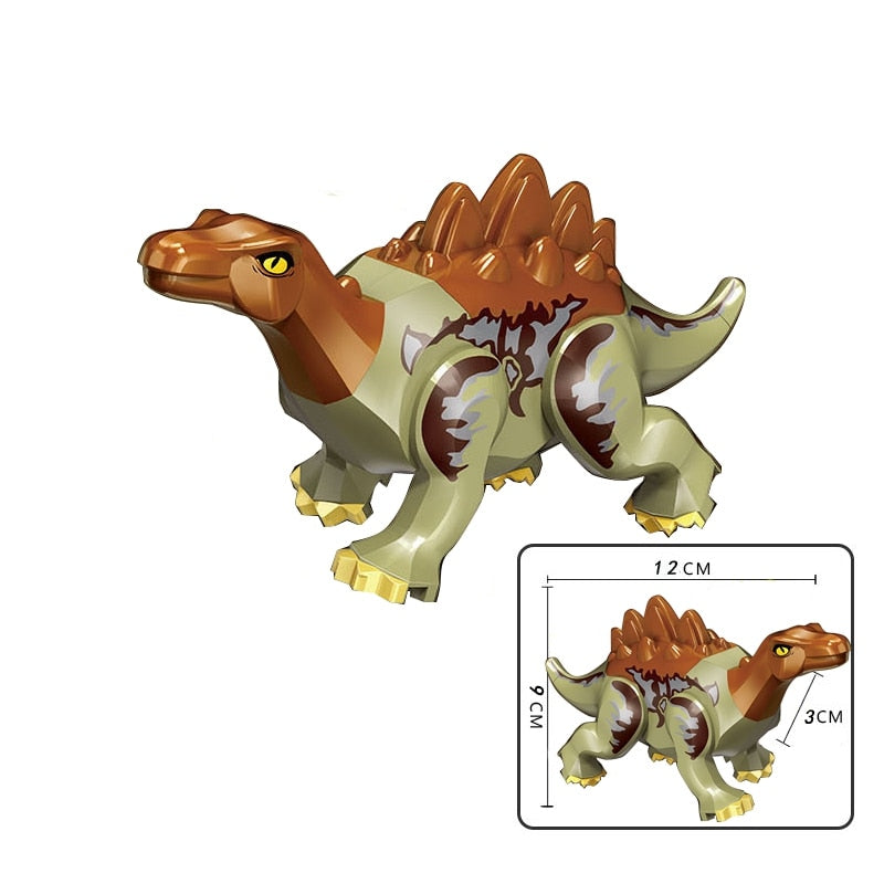Locking Blocks Jurassic Dinosaurs Tyrannosaurus Rex Wyvern Velociraptor Stegosaurus Building Blocks Toys For Children Dinosaur