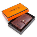 CONTACT&#39;S Genuine Leather RFID Vintage Wallet Men With Coin Pocket Short Wallets Small Zipper Walet With Card Holders Man Purse