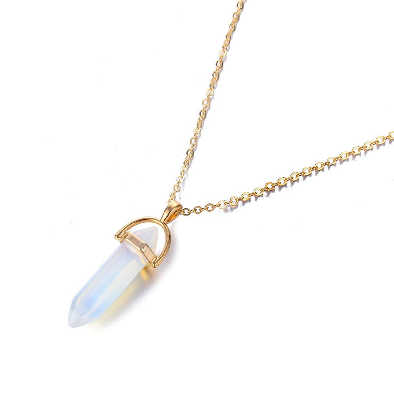 IPARAM Fashion Trend Crystals Necklace Bohemian Hexagon Opal Pendant Necklace Female Hexagon Crystal Necklace Gift 2021 NEW
