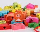 26pcs Wooden Toys Baby DIY Toy Cartoon Fruit Animal Stringing Threading Wooden beads Toy Monterssori Educational for Kids GYH