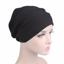 2021 New Elastic Fashion Turban Hat Solid Color Women Warm Winter Headscarf Bonnet Inner Hijabs Cap Muslim Hijab femme Wrap Head