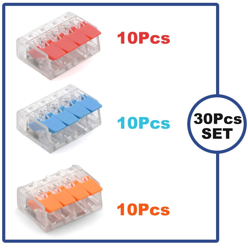 (30&amp;50Pieces) Lever Nuts-3 New style compact Splicing Connectors Quick Disconnect Wire Connectors AWG 24-12