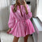 High Fashion Elegant Commuting V-neck Dress Sexy Sweet Solid Color Ruffle Dress Office Ladies Elegant Straight Long Sleeve Dress