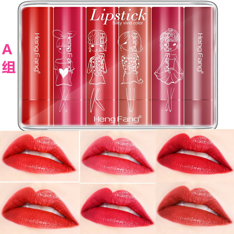 4/6PCS Women Fashion Pumpkin Color Matte Velvet Lipstick Set Moisturizer Sexy Lip Stick Makeup Beauty Cosmetic