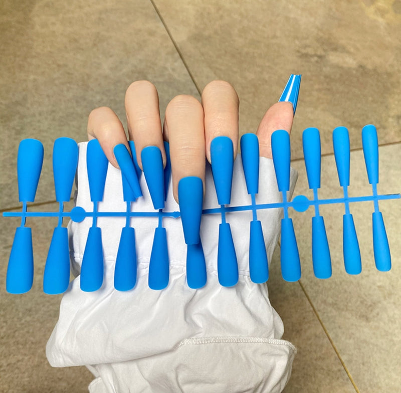 24Tips/Set Matte Super Long Coffin False Nail Artificial Fingernails Fake Nails Nail Beauty Finger Manicure Free Shipping Items