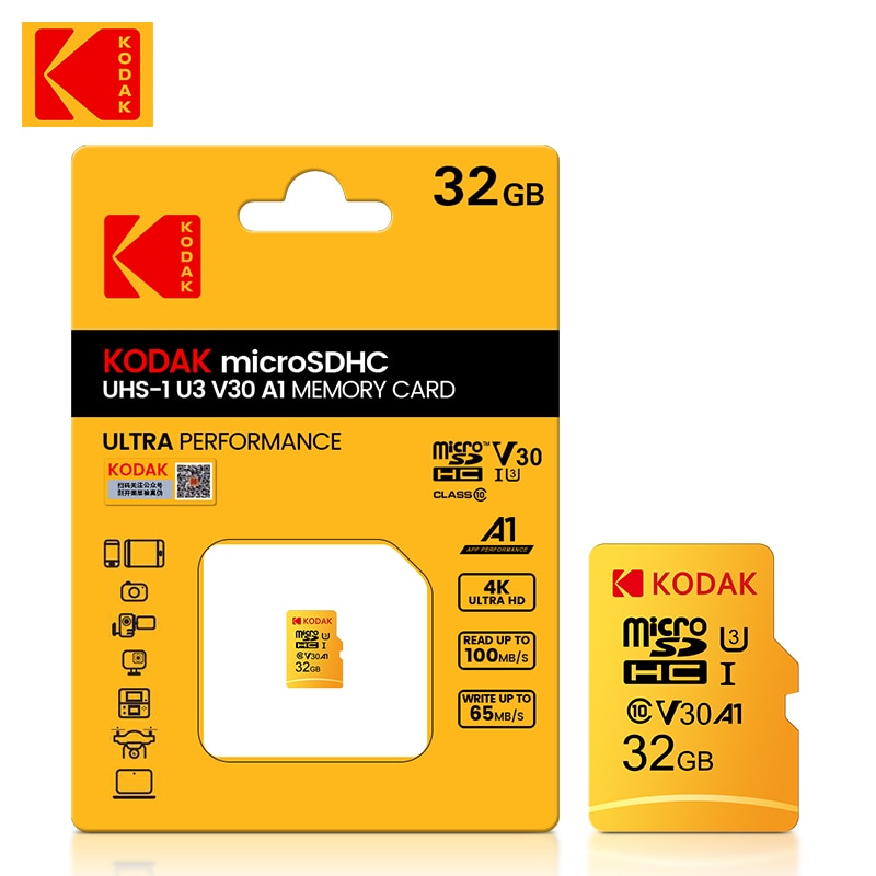 Original Kodak Micro SD Card 128GB Class10 Memory Card 64GB Microsd Flash Drive Card 256GB 32GB V30 U3 cartao de memoria