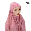 Muslim Chiffon Scarf For Women Fashion Veil Instant Hijab Wrap Headscarf Islam Solid Color Cap Musulman Wrap Scarves 25 Colors