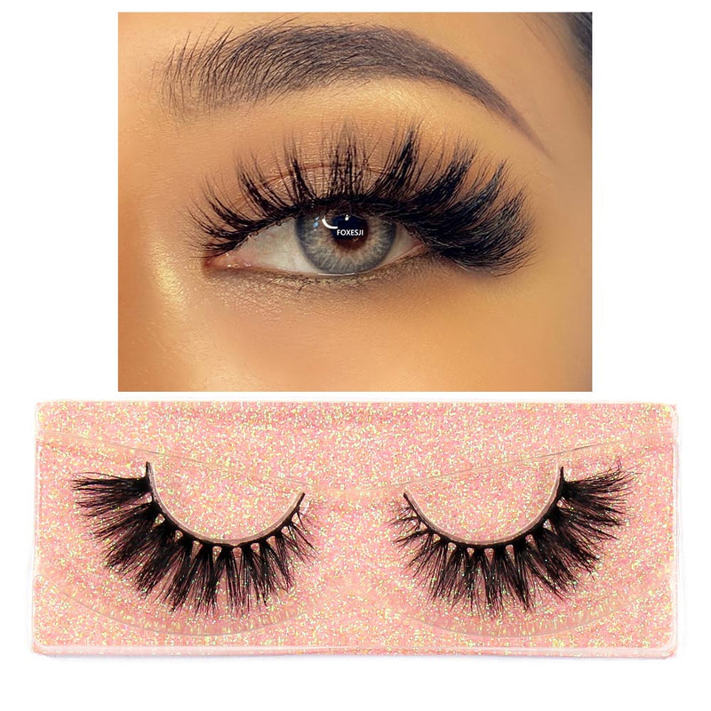 FOXESJI Makeup Eyelashes 3D Mink Lashes Fluffy Soft Wispy Natural Cross Lash Extension Reusable Fake Lashes Mink False Eyelashes