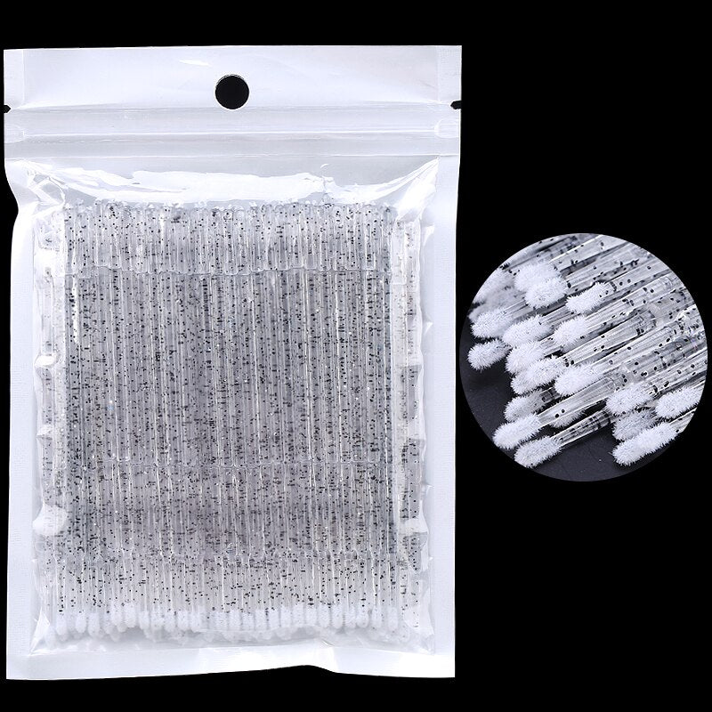 Crystal Disposable Eyelash Brushes Swab Microbrushes Eyelash Extension Tools Individual Eyelashes Removing Tools Applicators