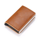 Men Smart Wallet Rfid Safe Anti-theft Holder Women Small Purse Bank ID Cardholder Metal Thin Case Black PU Leather Card Clip Bag