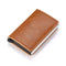 Men Smart Wallet Rfid Safe Anti-theft Holder Women Small Purse Bank ID Cardholder Metal Thin Case Black PU Leather Card Clip Bag