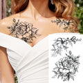 Sexy Flower Temporary Tattoos For Women Body Art Painting Arm Legs Tattoos Sticker Realistic Fake Black Rose Waterproof Tattoos