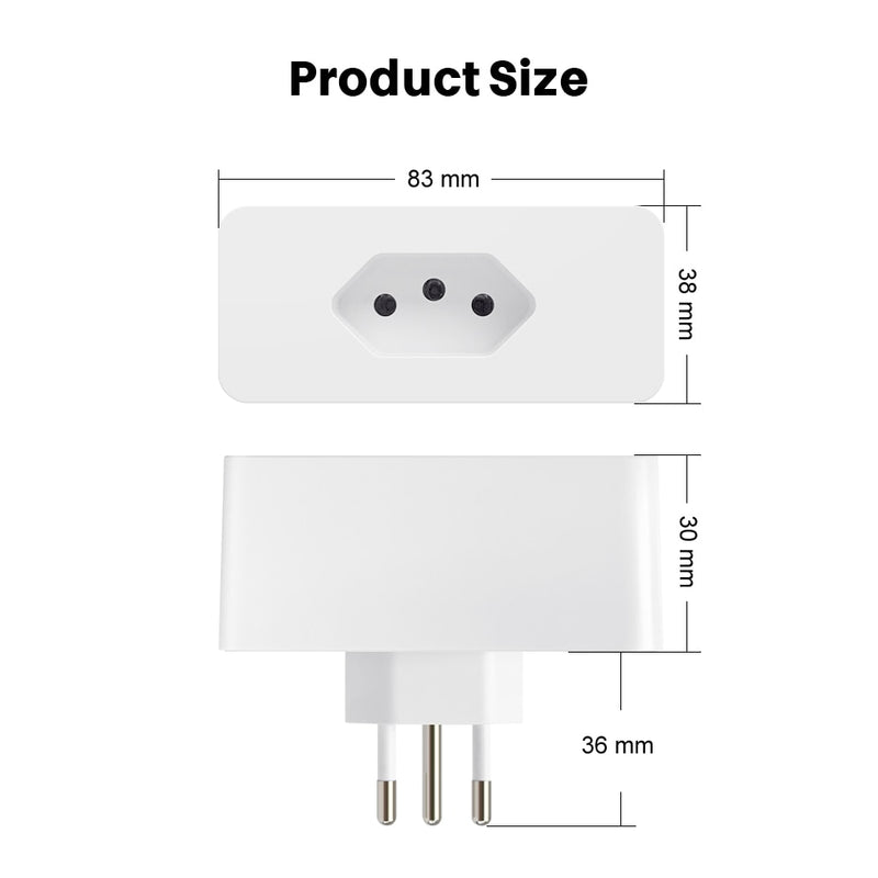 AVATTO  Tuya WiFi Smart Plug , 16A Brazil Standard Smart Life APP Remote Smart Socket Voice Works for Google Home, Alexa Echo