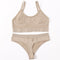 Seamless Women Bra Briefs Set Push Up Bra Crop Top High Waist Panties Sexy Lingerie Set Low Back Bralette Fitness Underwear Set