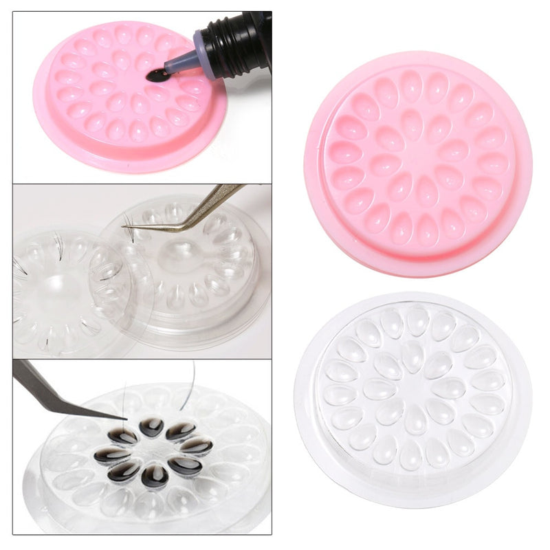 100Pcs Disposable Eyelash Glue Pallet Eyelash Extension Glue Pads Stand Eyelash Plastic Transparent Glue Holder Glue Gasket