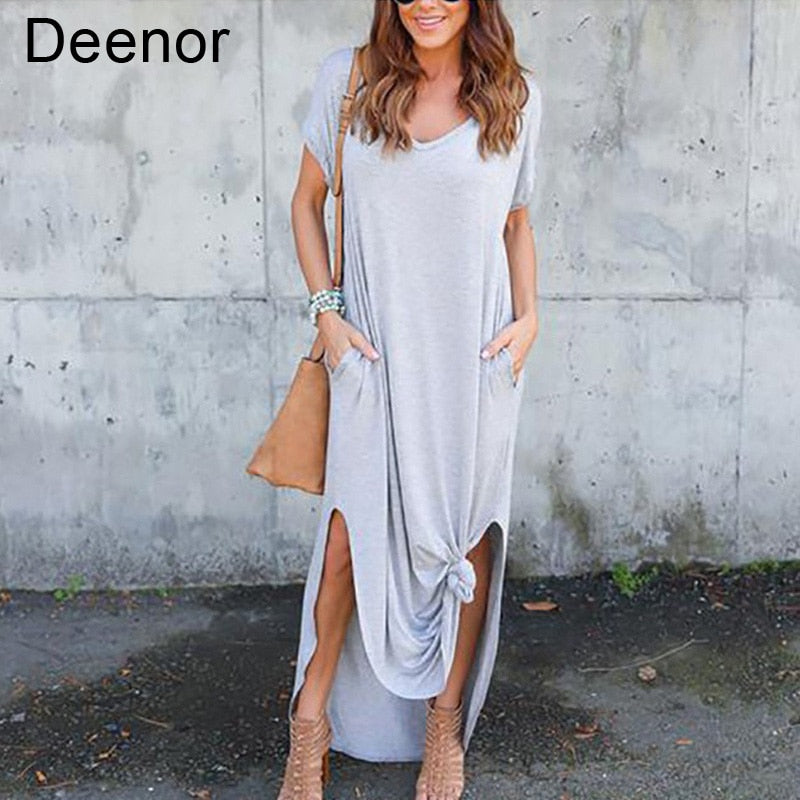 Plus Size 5XL Sexy Women Dress Summer 2021 Solid Casual Short Sleeve Maxi Dress For Women Long Dress Free Shipping Lady Dresses