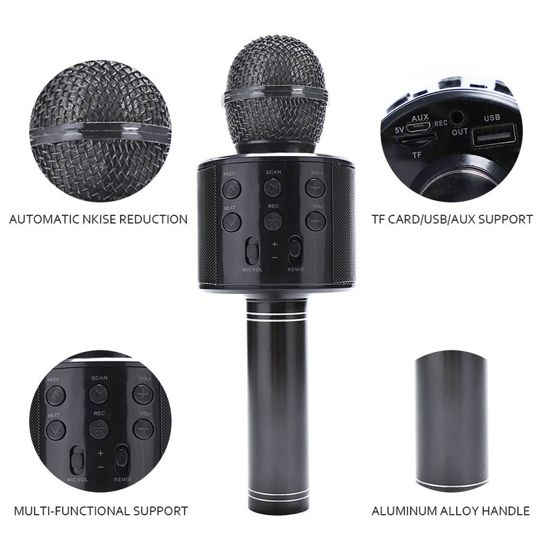 WS858 Portable Bluetooth Karaoke dj Microphone Wireless Professional Speaker Home KTV Handheld Microphone mikrofon