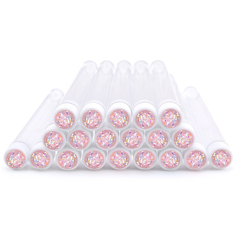 20pc Reusable Eyebrow Brush Tube Leopard Serpentine Diamond Flask Mascara Wand Dust-proof Eyelash Extension Supplies Makeup Tool