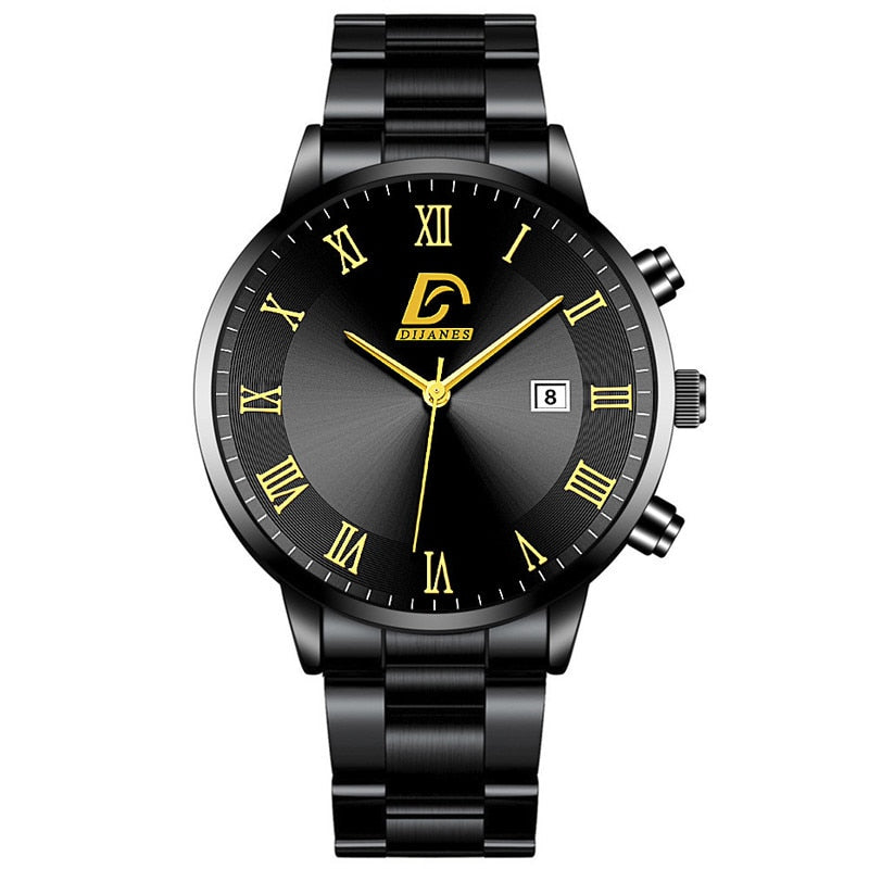2022 Fashion Mens Gold Stainless Steel Watches Luxury Minimalist Quartz Wrist Watch Men Business Casual Watch relogio masculino