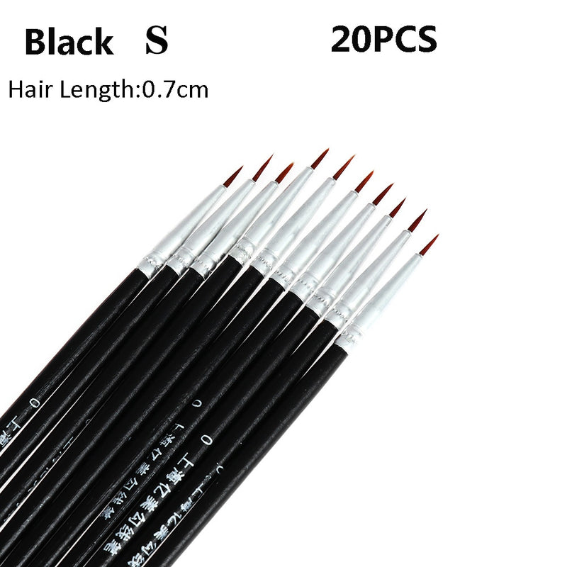 20Pcs Makeup Drawing Pen Nail Art Brush Fine Hand Painted Thin Hook Line Pen Nylon Brush Acrylic Painting Pen Nail Art Supplies