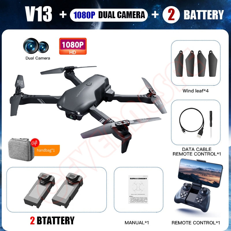 2022 NEW V13 Mini Drone 4k HD Camera WiFi Fpv Drones Dual Camera Foldable Quadcopter Real-time transmission Helicopter Toys