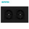 SRAN eu 2gang Power socket,16A electrical plug grounded Hide LED indicator,double Socket with USB, 146*86mm pc panel wall socket