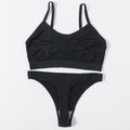 Sexy Women Bra Set Seamless Bra and Pantys Set Sexy Lingerie Set Rib Crop Top Female Brassiere Low Wasit Thong Fitness Underwear