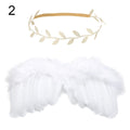 2pcs/set Cute Newborn Angel Feather Wings with Baby Girl Rose Flower Headband Hair Accessories for Infant Photography Props