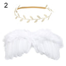2pcs/set Cute Newborn Angel Feather Wings with Baby Girl Rose Flower Headband Hair Accessories for Infant Photography Props