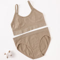 Seamless Women Bra Briefs Set Push Up Bra Crop Top High Waist Panties Sexy Lingerie Set Low Back Bralette Fitness Underwear Set