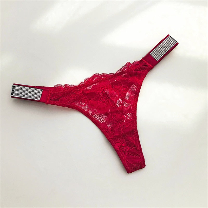 Shiny Rhinestone Thong Women Low Waist Panties Sexy Underwear Ladies Briefs Lingere Panty Underware Womens Lingerie Thongs