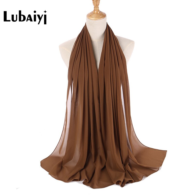 Muslim 2021 New Chiffon Hijab Scarf Women Solid Color Soft Long Shawls and Wraps Islamic Head Scarves Fashion turbante mujer