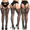 Sexy Solid Striped Elastic High Waist Transparent Stockings Lingerie Garter Fishnet Pantyhose Open Crotch Tights