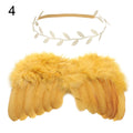 2pcs/set Cute Newborn Angel Feather Wings with Baby Girl Rose Flower Headband Hair Accessories for Infant Photography Props
