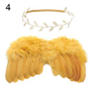 2pcs/set Cute Newborn Angel Feather Wings with Baby Girl Rose Flower Headband Hair Accessories for Infant Photography Props