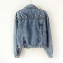DEAT Fast Delivery New Autumn Fashion Women’s Denim Jacket Full Sleeve Loose Button Pearls Short Lapel Wild Casual 2022 AP446