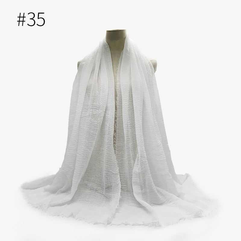 180X95CM Women Classic Muslim Crinkle Hijab Scarf Soft Cotton Head Scarves Turban Shawls Wraps Islamic Headband Femme Musulman
