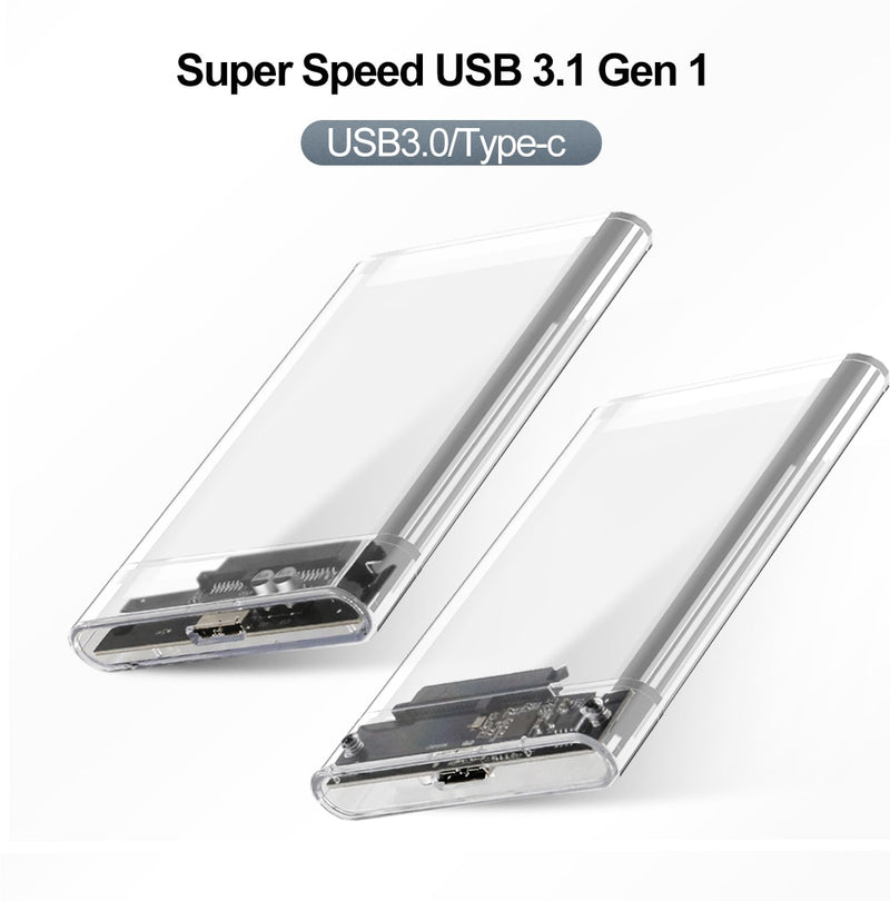 TISHRIC Transparent HDD Case USB 3.0 Type C For SSD External Hard Disk Drive HDD Box/Enclosure  2.5 HD Optibay SATA to USB 6Gbps