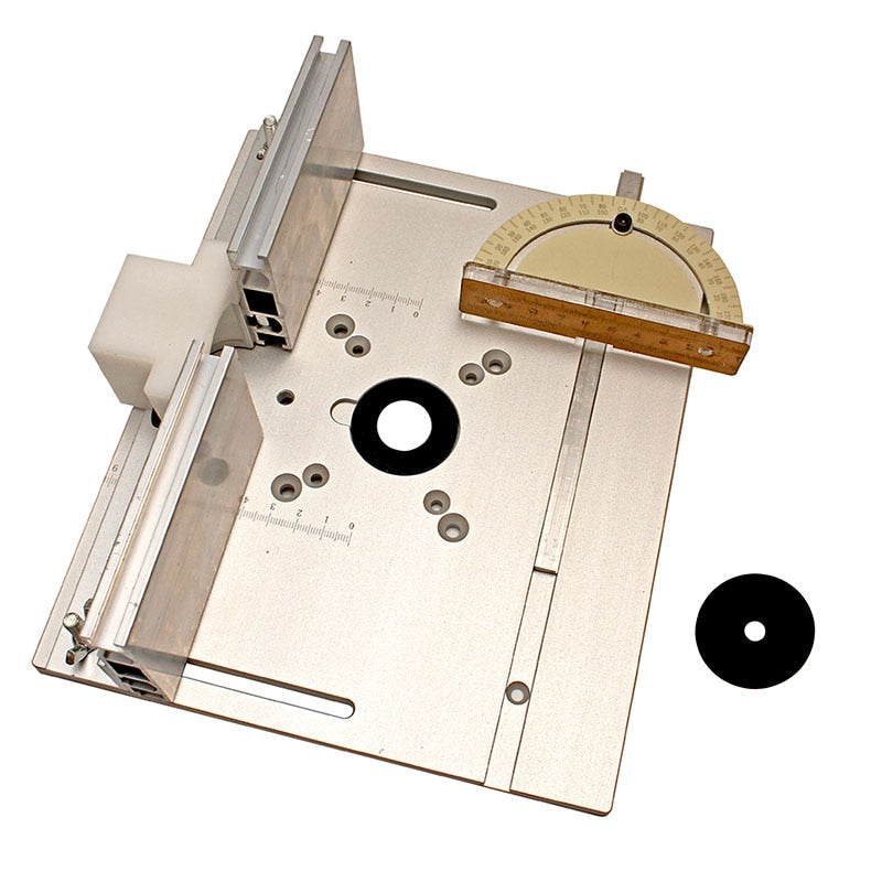 Aluminum Router Table Insert Plate W/Miter Gauge For Woodworking Benches Table Saw Multifunctional Trimmer Engraving Machine