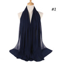 Muslim Bubble Chiffon Hijab Scarf Women Solid Color Soft Long Shawls and Wraps Georgette Head Scarves Ladies Hijabs