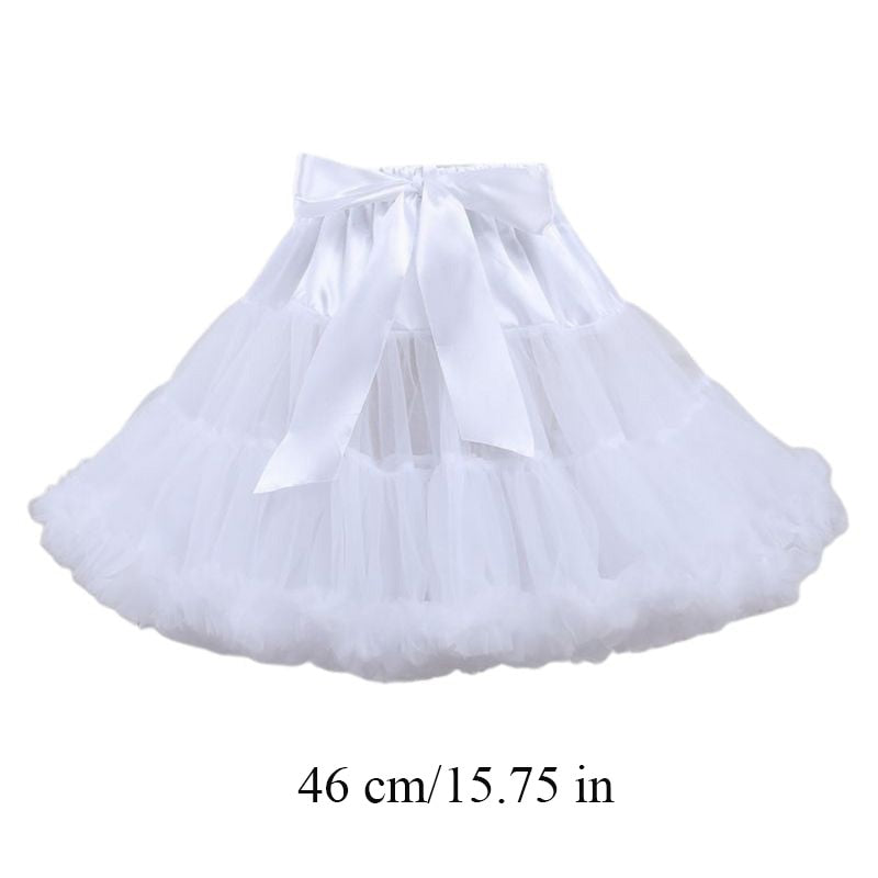 Women Lolita Cosplay Petticoat A-Line Puffy Tutu Skirt Layered Tulle Ballet Dance Pettiskirts Big Bowknot Underskirt