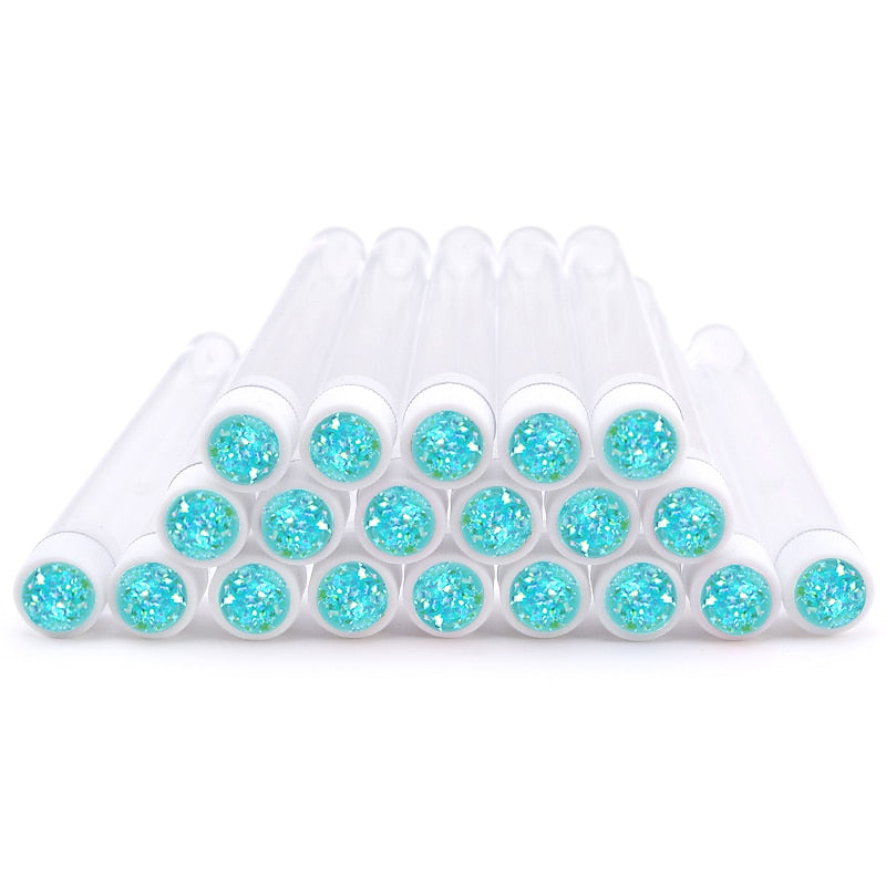 20pc Reusable Eyebrow Brush Tube Leopard Serpentine Diamond Flask Mascara Wand Dust-proof Eyelash Extension Supplies Makeup Tool
