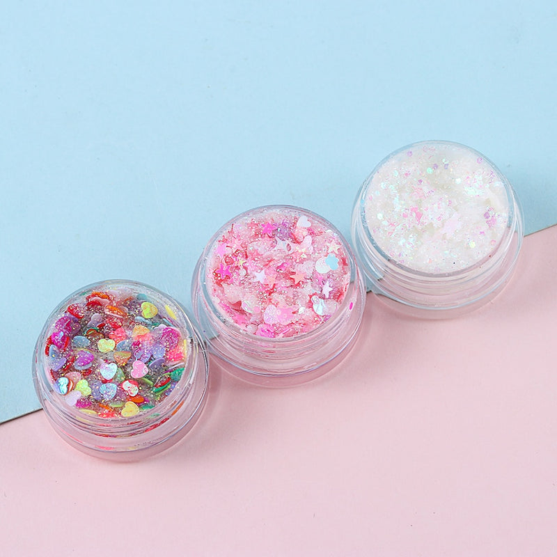 1Pcs Glitter Glam Eye Sparkly Glitter Hair Shimmer Gel Flash Heart Loose Sequins Glitter Eyeshadow Party Face Body Decoration
